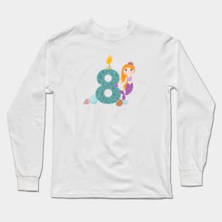 Cute little mermaid eight birthday Long Sleeve T-Shirt